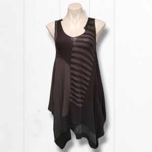 All Saints Black Asymmetrical Patchwork Tank Dress